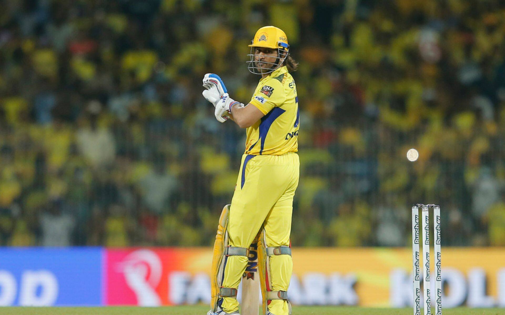 MS Dhoni playing a shot in IPL 2024 [Ap Photos]